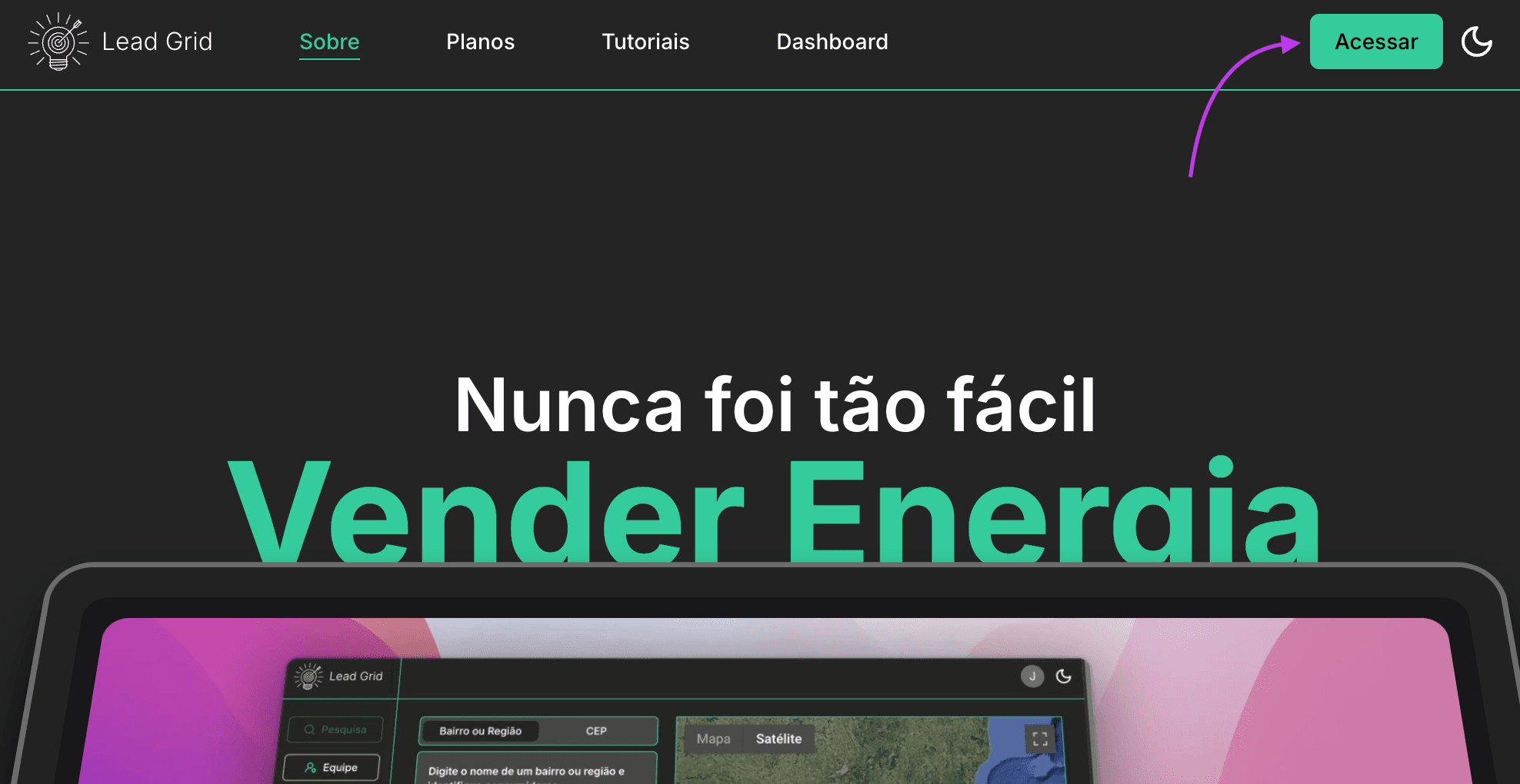 Clique no botão de acesso